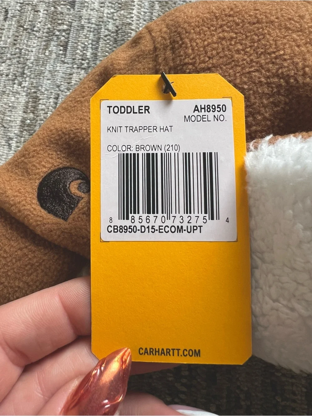 Carhartt Brown Sherpa-Lined Toddler Trapper Hat
